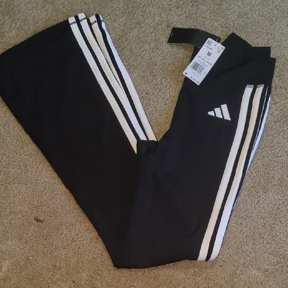 Adidas Kids Black Joggers with White Stripes